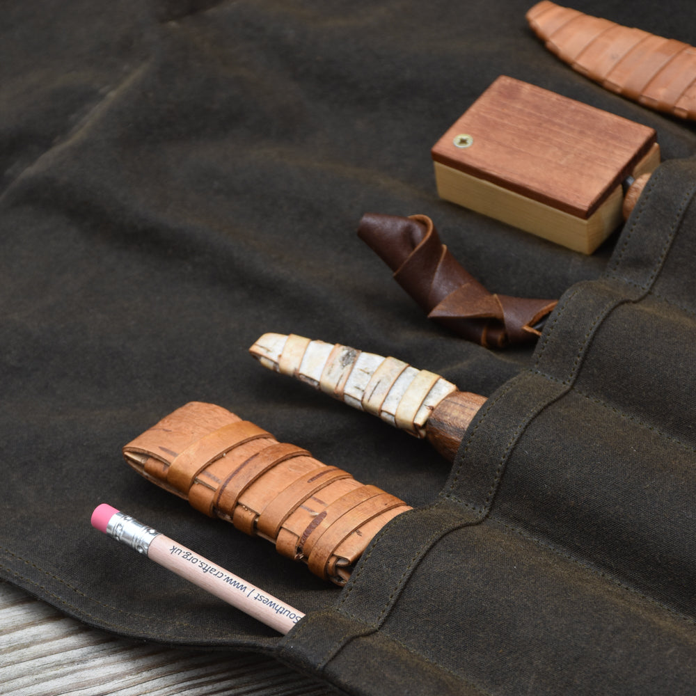 Waxed Canvas Tool Roll ~ Olive Green