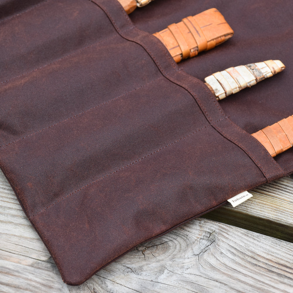 Waxed Canvas Tool Roll ~ Chestnut