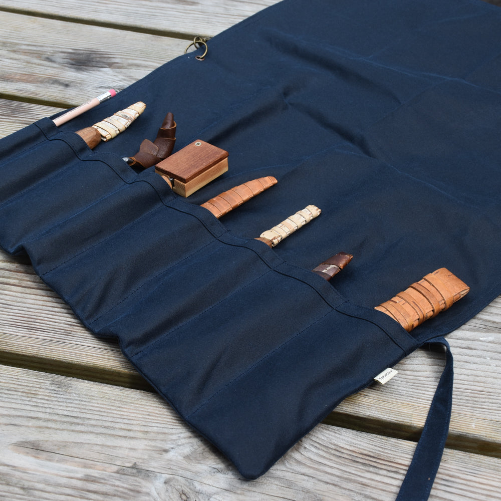 Waxed Canvas Tool Roll ~ Deep Blue